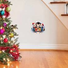 ملصق حائط عيد الميلاد قطعة واحدة، عائلة فأر جميلة هدية، ملصق عيد الميلاد، ملصق فأر كرتوني ذاتي اللصق من البي في سي، مناسب للغرفة المعيشية والنوم وغرف الأطفال والنوافذ والأبواب وديكور المنزل في العطلات