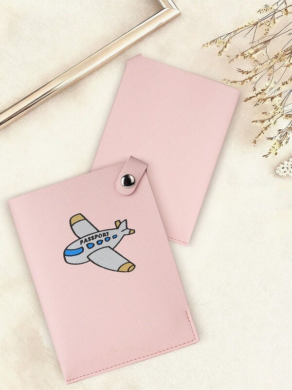 Minimalist Ultra-Thin Cartoon Airplane Pattern Toothpick Texture Passport Holder, Fashionable Scratch-Resistant Portable Passport Protector, ID Card Case, Travel Document Organizer Christmas Gifts For Women For Men Holiday For Travel Passport Cover