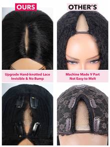 QVR QUEEN VIRGIN REMY QVR V 型波浪卷发真人发假发无胶 V 型波浪卷发蕾丝假发，保护性发型，不脱落 - SNatural - 查看 4