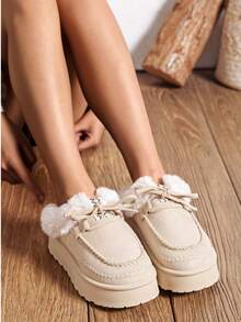 Women's Fashionable Snow Boots - Beige - View 2