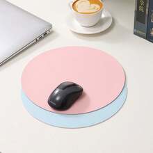 1pc Small Round Single/Double-Sided Solid Color Mouse Pad, Non-Slip Computer Office Gaming Desk Mat For Women
