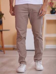 Men's Slim Fit Sport Social Twill Pants With Built-In Pocket And Knife Pocket With Lycra, High Durability And Comfort - 深卡其色 - 查看 2