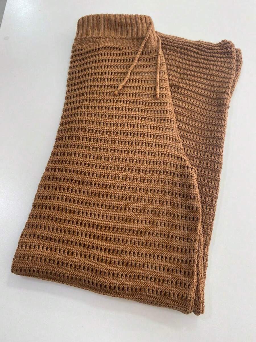 Crochet Knit Beach Cover-Up Pants Women's Fashion Knit Summer - Lạc đà - Xem 1