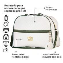 Kit 2 Maternity Bags For Boys/Girls, Luxury Baby Suitcase In Various Colors With Pompom - 軍綠色 - 查看 2