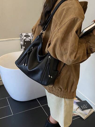 Fashionable Versatile Diagonal Shoulder Bag, 2025 New Tote Bag, Niche Brand Large Capacity Handbag For Commuting