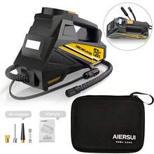 CARSUN Portable Car Air Compressor, Tire Inflator - Automotive Accessories Features Digital Pressure Gauge And LED Work Light 22mm Cylinder 35 Liters Per Minute 12V Cigarette Lighter Adapter No Batteries Required Suitable For Cars/Motorcycles/Bicycles/Basketballs Essential Car Accessory/Gift