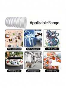 1pc Double-Sided Clear Adhesive Tape, Suitable For Office, School, DIY, Handcraft, Scrapbooking, Art, Crafts, Cards And Gifts, Valentine's Day, Party Supplies, Birthday Gifts And Other Bonding Accessories
