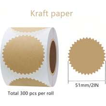 Hybsk - 300 etiquetas de sellado con certificado metálico dorado de 2 pulgadas con bordes dentados y calcomanías de grabado legales (Papel Kraft) - Papel Kraft - Ver 12