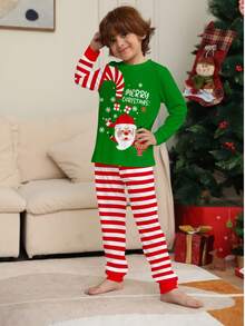儿童和成人配套圣诞老人和字母印花圣诞睡衣套装、家居服