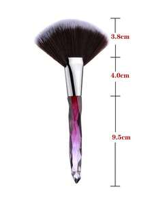 1pc High-Quality Large Fan Makeup Brush, Portable Face Highlighter Brush, Powder Brush, Crystal Highlighter Brush, Specialized Handle - Multicolor - View 7