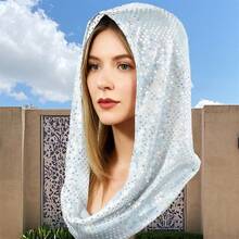 Women's Black Sequin Headscarf Soft Lightweight Head Wraps Fashion Headwear For Party, Daily Wear - Bạc - Xem 2