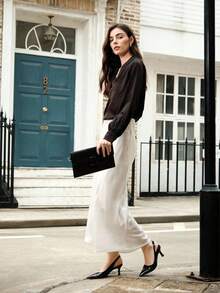 Zapatos de tacón de aguja y puntera fina de color negro de moda para mujer, adecuados para el trabajo, citas, fiestas y vacaciones - Negro - Ver 3