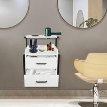 Sweetmile Salon Wall Cabinet 2 Drawers Wall Mounted Salon Storage Cabinet For Barber Store - Black and White - View 2