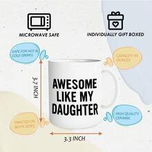 Awesome Like My Daughter Mug, Dad And Mom Gifts Ceramic Coffee Cup, Birthday Gift For Mom And Dad From Daughter, Gifts For Parents, Funny Parents Coffee Tea Mugs 11 Oz