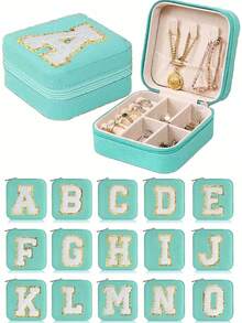 1 pieza Caja de almacenamiento de joyas de viaje portátil, Estuche de joyas de PU, Organizador de joyas de gran capacidad, Bandeja de exhibición de joyas, Soporte para anillos, Soporte para perfumes, Material PU resistente al agua y a la oxidación para proteger eficazmente sus joyas, Adecuado como regalo para madres, mujeres, maestros, amigos y familiares