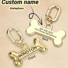 Etichetă de identificare personalizată pentru câini, cu nume și număr de telefon - în formă de os/lăbuță, gravată față-verso pentru zgardă - Multicolor - Vizualizare 14