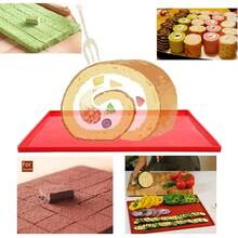 Silicone Swiss Roll Cake Mat - 1pc Silicone Baking Mat, Jelly Roll Pan, Non-Stick Silicone Mat With Lip, Easy To Clean Silicone Pastry Mat, Great For Swiss Roll, Pastry, Jelly - Multicolor - View 9