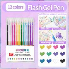 Colorful Glitter Gel Pens, Glow-In-The-Dark Glitter, Silver Pearl, Color-Changing Effect, Suitable For Handmade Notebooks; Specialized Pearl Glitter Highlighter Pens, Bright Metallic Outline, Glitter Fluorescent Marker - Glitter Gel Pen - View 14
