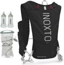 Mochila con Chaleco de hidratación para Correr, Paquete Aislado Ligero con Bolsa de Agua de 1.5 L para Senderismo, Senderismo, Correr, Ciclismo, Carreras, maratón para Mujeres, Hombres y niños - negro rojo - Ver 1