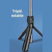 2-In-1 Wireless Bluetooth Selfie Stick With Tripod With Remote Control Selfie Stick Tripod Bluetooth - Black and White - View 6