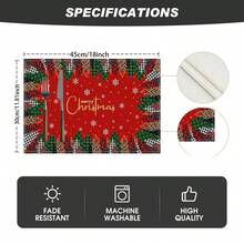 1/4/6 Stücke Set bedruckte Tischsets für fröhliche Weihnachten, Weihnachtsbaum Stil, Polyesterfaser Küchen-/Esszimmer Tisch Dekorationsstoff, geeignet für Weihnachtsdekoration in Restaurants und Küchen.