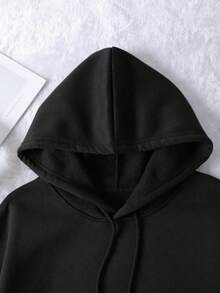 Novidades Outono/Inverno 2025, Estampa de Letras, Moletom Feminino com Capuz e Comprimento Regular, Para Saídas à Noite/Diário/Rua/Viagem/Brunch/Show Country/Aeroporto, Roupas Femininas Outono/Inverno, Roupas Outono/Inverno, Roupas de Volta às Aulas, Baile de Boas-Vindas, Roupas de Professora para Mulheres, Blusas para Sair, Roupas Casuais de Negócios para Mulheres