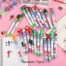 Christmas 6 Color Pens Set 15pcs Random 6 In 1 Click Christmas Gel Pens 05mm Various Styles Smooth Writing Festive Design Perfect For Holiday Crafts And Gift Giving Christmas Neutral Pens