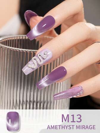 2025 新版 12ml 猫眼凝胶指甲油，UV/LED 固化，持久快干美甲凝胶 - 送给女性的理想礼物时尚猫眼闪光指甲油凝胶，夏日清新，时尚优雅，必备礼物指甲油半永久性美甲，可拆卸美甲沙龙凝胶，DIY 美甲沙龙凝胶适合春、夏、秋、冬季指甲胶紫色指甲