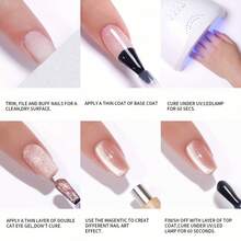 XEIJAYI Ultra-Bright Nail Gel "Bubble Sweet Summer" Cat Eye Series - 6-Color Magnetic Gel Set With Variable Iridescent Effects, Professional Salon Art Design, Dazzling & Long-Lasting Shine, Multidimensional Color Shift With Chip-Resistant Wear, For DIY Nail Art Creation - Nhiều màu - Xem 8