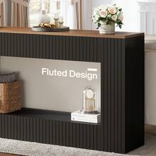 Tribesigns Modern Console Table, 55-Inch Wood Entryway Table With Storage, Narrow Long Sofa Table Behind Couch Table For Living Room, Foyer, Hallway, Black - Walnut & Black - View 6
