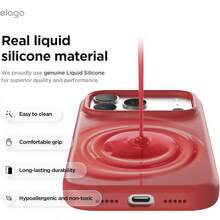 elago Funda Magnética de Silicona para iPhone 17 Pro MAX 6,9'' - Compatible con MagSafe, Silicona Líquida Premium, Funda Protectora, Antigolpes, Perfil Delgado (Azul Cielo) - rojo - Ver 11