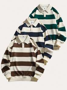 This Men's Minimalist Collar Bright-Colored Front-Buttoned Long-Sleeved Polo Shirt Is Suitable For Casual Daily Wear And Is Ideal For The Workplace. It Is An Ideal Christmas Gift For Husbands In Autumn And Winter - Brown - View 2