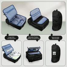 17 Inch Underseat Carry On Luggage Airplane Approved Water-Resistant Small Softside Rolling Suitcase Lightweight Personal Item Travel Duffle Bags - 黑色 - 查看 6