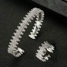 2pcs Fashionable & Elegant Zirconia Sparkling Hexagon Geometric Bracelet Set For Women, Suitable For Daily, Party, Banquet Wear