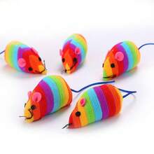 ¡2 ratas de felpa multicolor! Tamaño 7.5*4 cm - Juguetes para gatos vibrantes y suaves! - de colores del arco iris - Ver 5