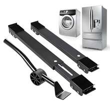 Base Deslizante Ajustable: Facilita Mover Refrigerador, Lavadora y Más con Ruedas y Crowbar - Negro - Ver 3