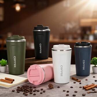 个性马克杯不锈钢保温杯创意户外休闲便携办公咖啡杯真空隔热可重复使用咖啡杯带盖适合返校