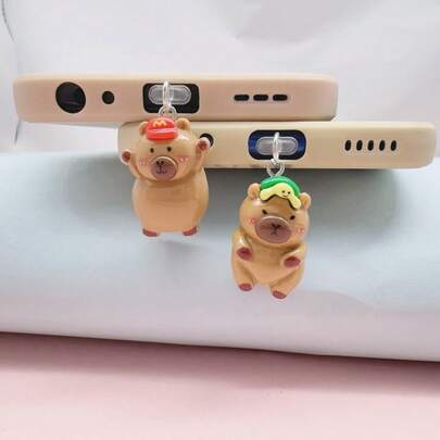 Cute Capybara Apple 17 Phone Dust Plug, Type-C Charging Port Dust Cover Pendant, Couple Gift