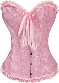 Women's Waist Cincher Bustier Boned Corset With  Design In 2025 - Pink - View 6