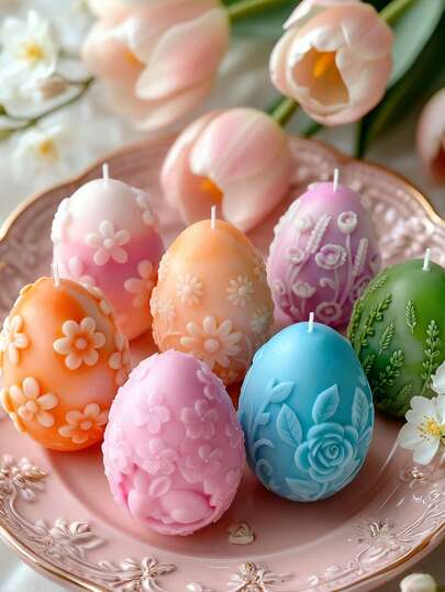 New Embossed Egg-Shaped Candle Mold, Easter Egg High-Temperature Silicone Mold, Flexible And Easy To Clean, Suitable For Rabbit Decor DIY Candles, Aroma Stone Casting, Resin Crafting And More, Multi-Purpose Mold For Holiday Decoration, Meditation And Home Decor