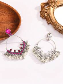 FANYINAN Stylish And Minimalist Zinc Alloy Earrings With 18K Gold-Plated Rhinestones And Faux Pearl Pendants, Perfect For Everyday Wear. Ideal For Holidays, Vacations, Parties, And Birthday Celebrations.