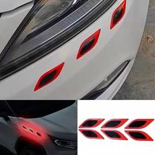 6片装红色汽车保险杠保护贴（反光条型），既能保护车身又时尚！ - 6pc紅黑葉形反光貼 - 查看 6