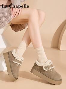 1 Pair La Chapelle Women's Buckle Lace-Up Soft Bottom Casual Sneakers, Low-Top Outdoor Flat Shoes, Round Toe Low Heel Solid Color Elegant Soft Bottom Hiking Shoes Suitable For Students Graduation Photos, Women Low-Top Leather Skateboard Shoes