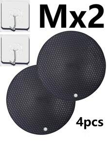 Dessous de plat rond épais en silicone résistant à la chaleur, facile à nettoyer, set de dessous de plat noirs résistants à la chaleur. Set de dessous de plat en silicone - Maniques résistantes à la chaleur antidérapantes, ustensiles de cuisine antidérapants pour la maison, tapis d'isolation en nid d'abeille, tapis de table à manger, tapis de casserole, tapis de table à manger, tapis de tasse pour la cuisine