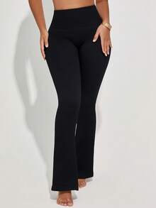 Women's Seamless Rib-Knit High Waist Flare Yoga Pants