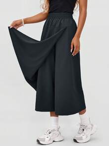 Soyun 女款连体开衩裙裤宽松山本休闲外穿保暖日常健身长裤 - 灰色 - 查看 11