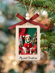 Fröhliche Weihnachten Bilderrahmen Ornamente, Weihnachtsbaum Hängedekoration, erste Weihnachten von Herrn und Frau, leere Holzbilderrahmen, Paar Bilderrahmen Ornament, DIY Foto Aufhänger für Zuhause, Weihnachts-Hochzeitsfoto Dekoration für Zuhause, Weihnachts Heimdekoration