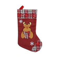 Medias navideñas a cuadros con diseño de muñeco de nieve, Papá Noel y reno, bolsa para colgar, decoración para chimenea, árbol, fiesta, vacaciones, adornos para el hogar. - Multicolor - Ver 7