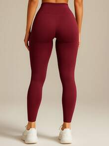 Kit Of 2 High Waisted Zero Transparency Leggings - 1 黑色 + 1 酒紅色 - 查看 8
