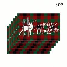 Set de 1/4/6 piese de șervețele imprimate cu tematică de Crăciun, imprimeu modern din fibră de poliester pentru bucătărie/masă, potrivit pentru decorarea de Crăciun în restaurante și bucătării.